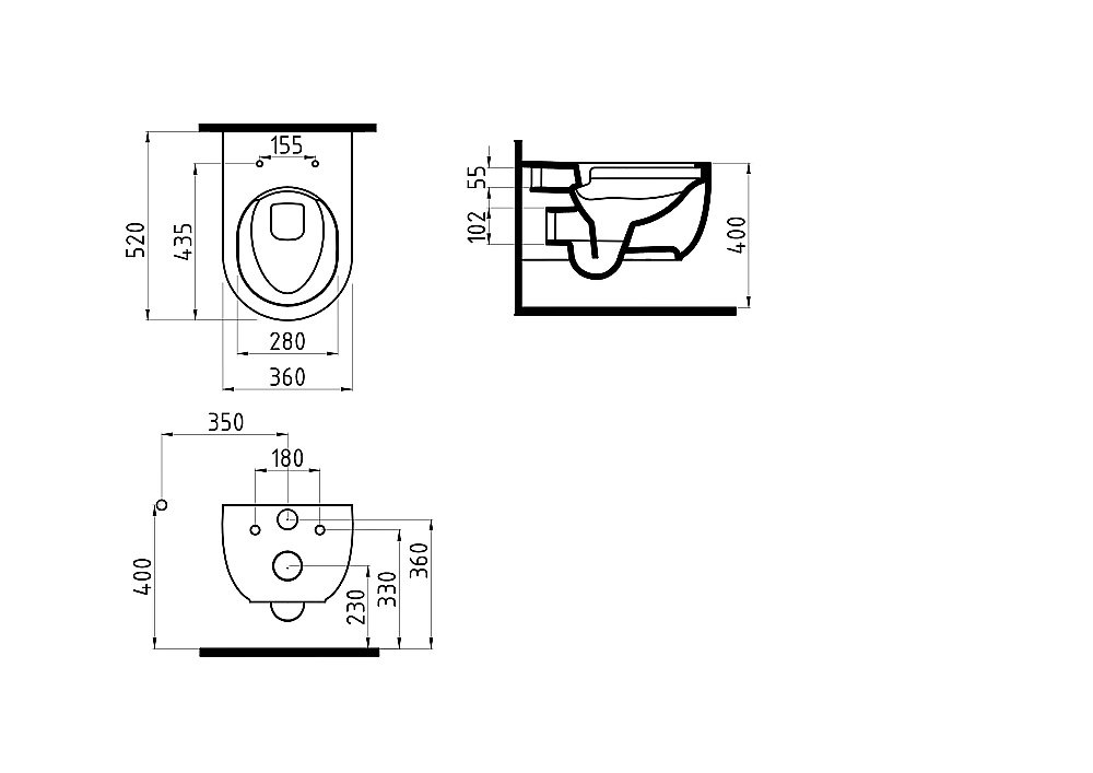 Унитаз подвесной Bien Vokha MDKA052N1VP0B9000 черный, с крышкой микролифт, безободковый купить в интернет-магазине Sanbest