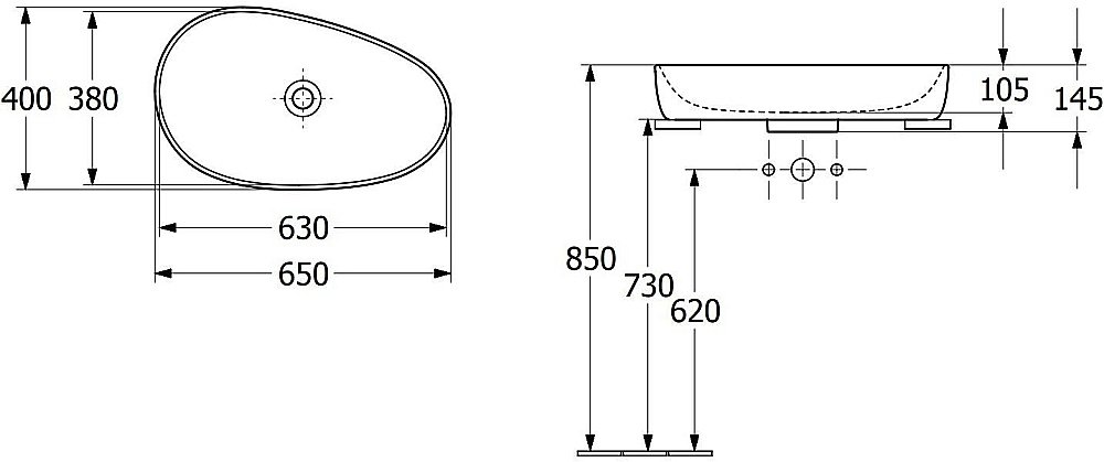 Раковина накладная Villeroy&Boch Antao 65 4A7465R1 альпийский белый купить в интернет-магазине Sanbest
