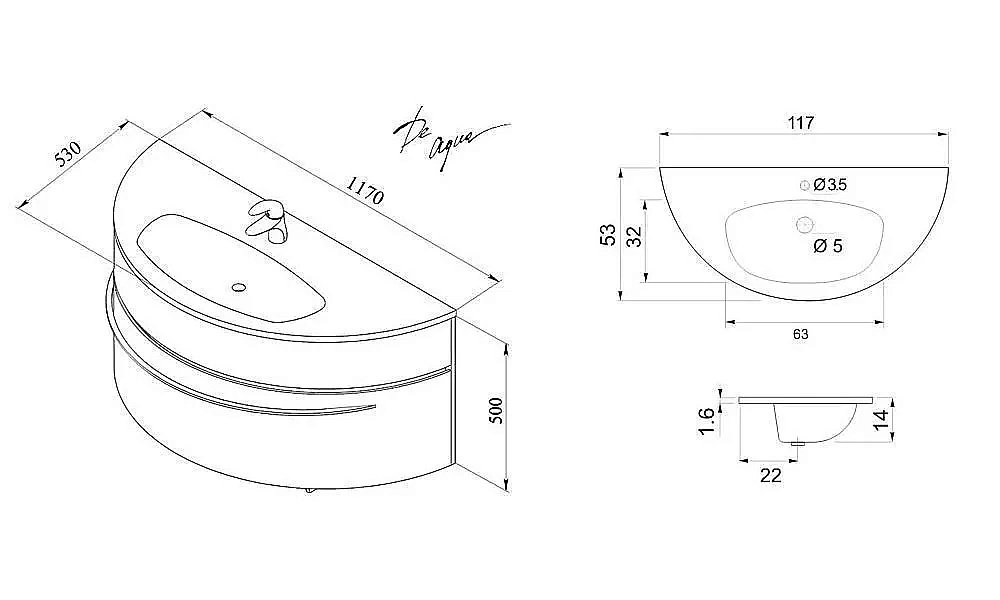 Тумба с раковиной De Aqua Эскалада 186751 117 для ванной в интернет-магазине Sanbest