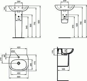 Раковина на пьедестале Ideal Standard Tesi T009401 купить в интернет-магазине Sanbest