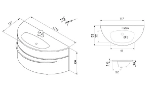 Тумба с раковиной De Aqua Эскалада 186751 117 для ванной в интернет-магазине Sanbest