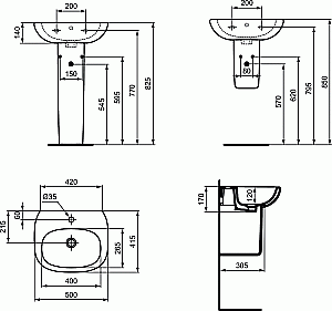 Раковина на пьедестале Ideal Standard Tesi 50 T009401 белая купить в интернет-магазине Sanbest