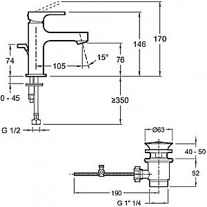 Cмеситель для раковины Jacob Delafon STRAYT E8776-CP купить в интернет-магазине сантехники Sanbest