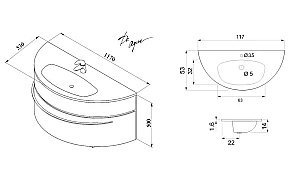 Тумба с раковиной De Aqua Эскалада 186751 117 для ванной в интернет-магазине Sanbest