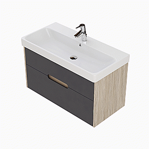 Тумба с раковиной Акватон Оливия 90 грей/дуб ойстер для ванной в интернет-магазине Sanbest