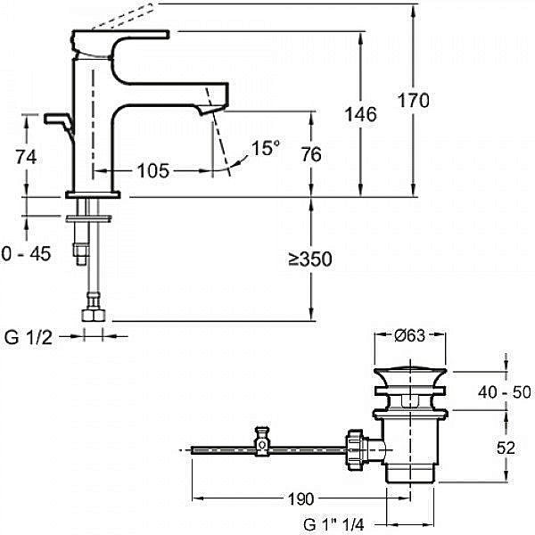 Cмеситель для раковины Jacob Delafon STRAYT E8776-CP купить в интернет-магазине сантехники Sanbest