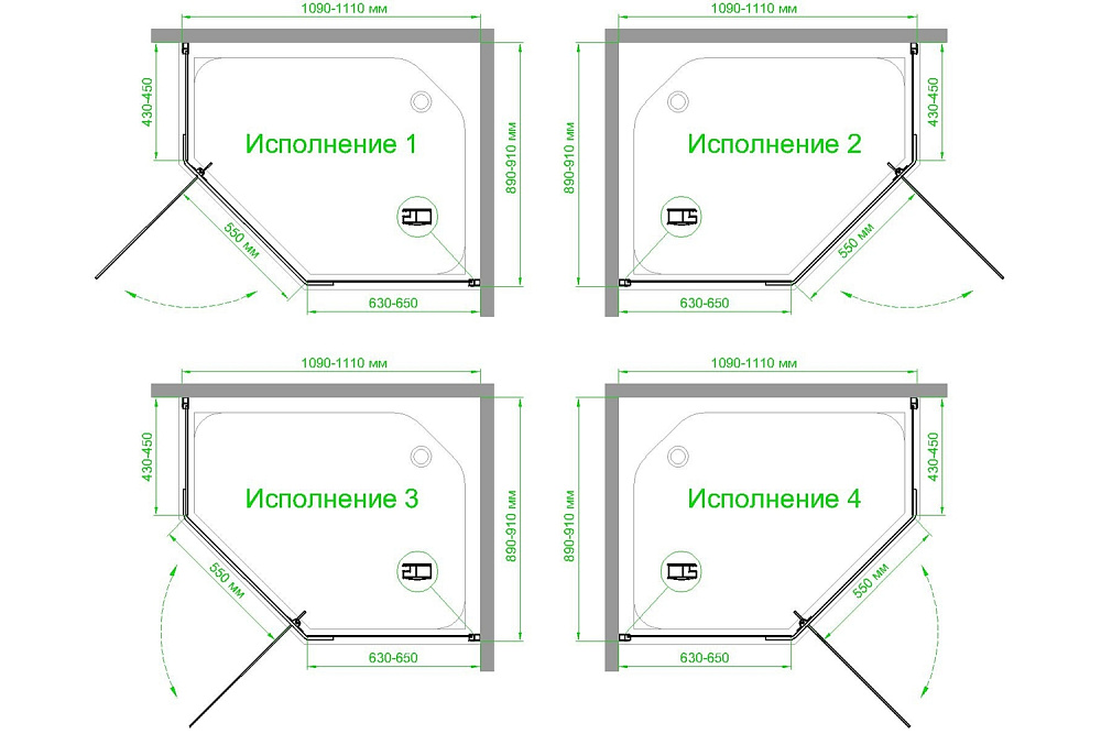 Душевой уголок Royal Bath TR RB1190TR-T-BL 90х110 прозрачное стекло/профиль черный купить в интернет-магазине Sanbest