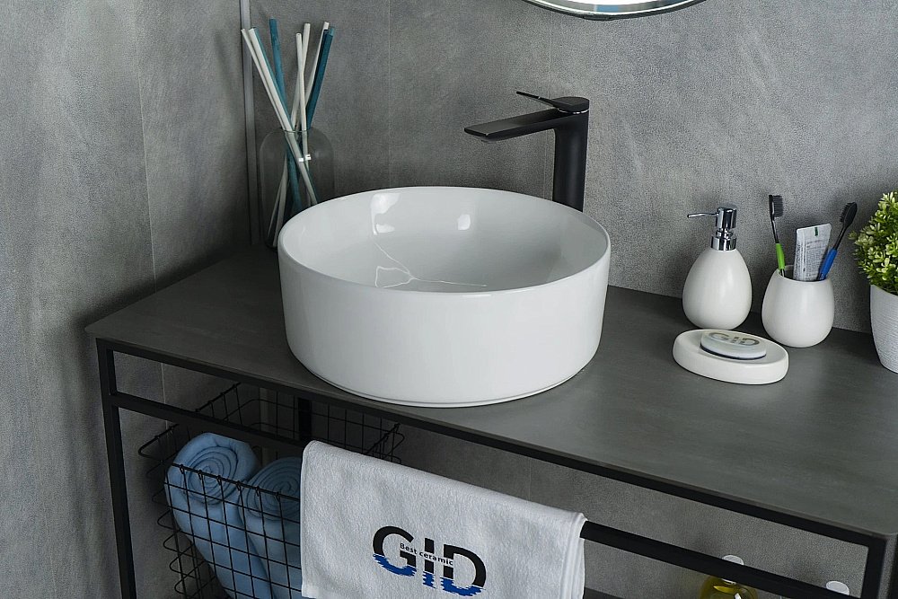 Раковина накладная Gid Esfera 40 N9425 51144 белая купить в интернет-магазине Sanbest