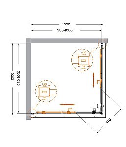 Душевой уголок Cezares Relax 100x100 RELAX-304-A-2-100-C-BORO стекло прозрачное/профиль матовое брашированное золото купить в интернет-магазине Sanbest