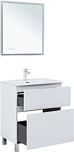 Тумба с раковиной Aquanet Алвита new 70 344133+329254 белая матовая для ванной в интернет-магазине Sanbest