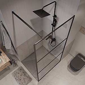 Душевое ограждение Niagara Nova NG-688-12BLACK 120 прозрачное с рисунком/профиль черный матовый купить в интернет-магазине Sanbest