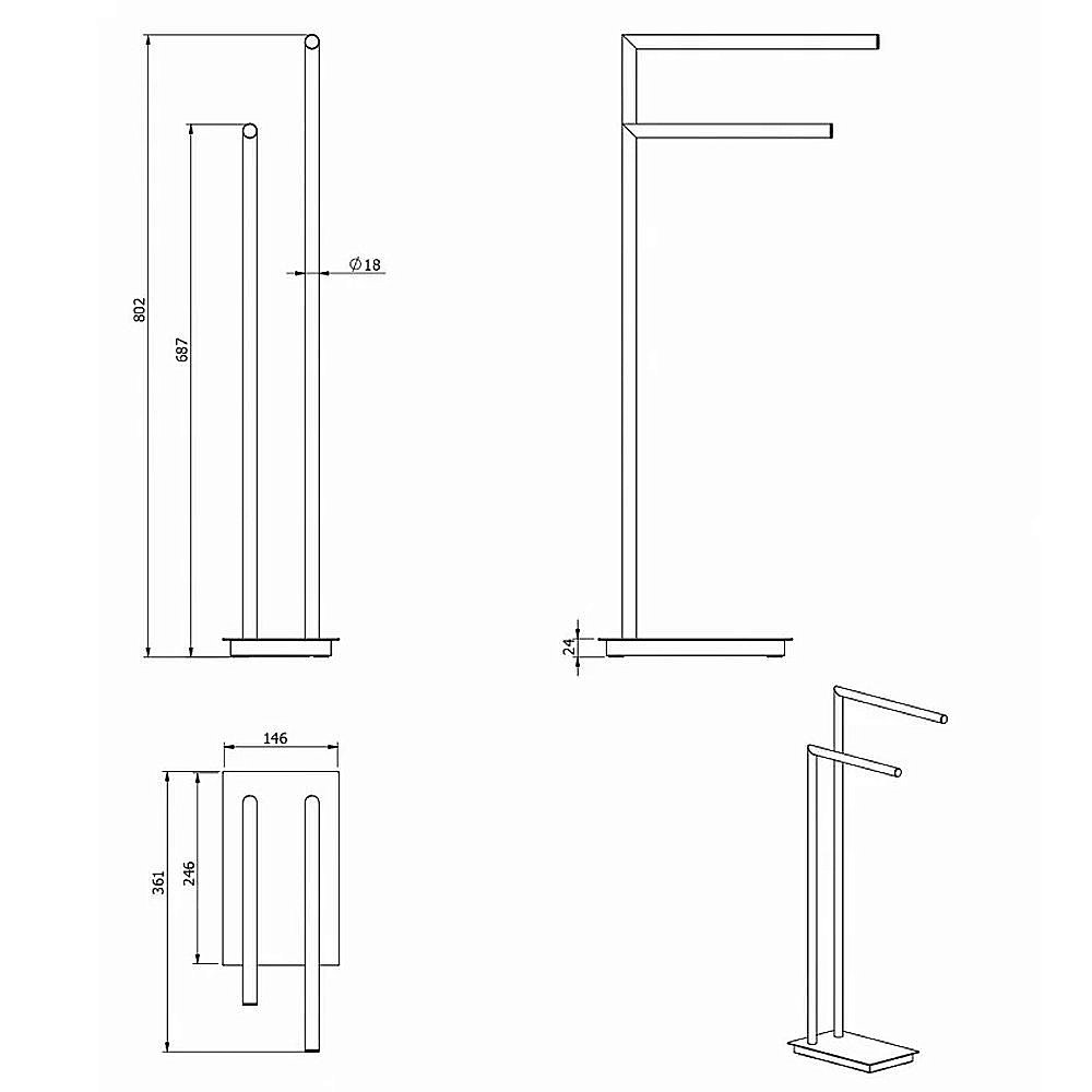 Стойка с 2-м полотенцедержателями Langberger 71181-BP купить в интернет-магазине сантехники Sanbest
