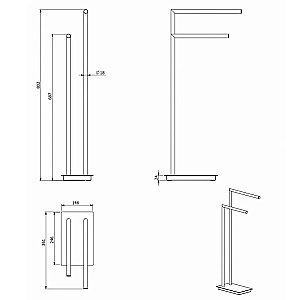Стойка с 2-м полотенцедержателями Langberger 71181-BP купить в интернет-магазине сантехники Sanbest