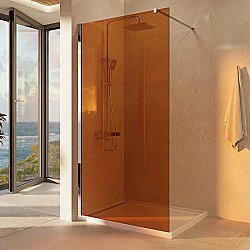 Душевая перегородка Vincea Walk-In VSW-1H100GS 100 профиль хром/стекло янтарь купить в интернет-магазине Sanbest