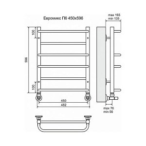Полотенцесушитель водяной Terminus Евромикс П6 450x596 купить в интернет-магазине сантехники Sanbest