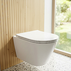 Унитаз подвесной Azario BLISS AZ-5179T-WHT белый, безободковый, с крышкой микролифт, слив торнадо купить в интернет-магазине Sanbest