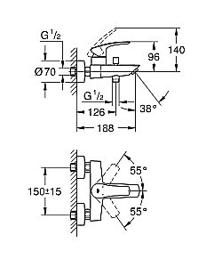 Смеситель для ванны Grohe Eurosmart 33300003 хром купить в интернет-магазине сантехники Sanbest