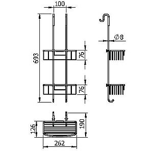 Полка душевая с двумя крючками Langberger Accessories 70164 хром купить в интернет-магазине сантехники Sanbest