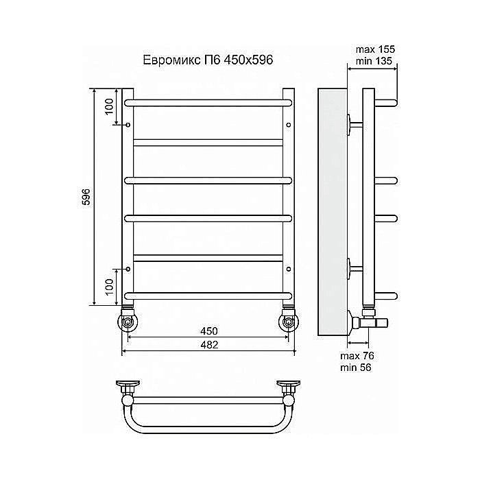 Полотенцесушитель водяной Terminus Евромикс П6 450x596 купить в интернет-магазине сантехники Sanbest