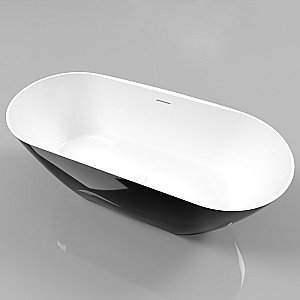 Ванна из искусственного камня WhiteCross Coral X 170x77 черный/белый глянец купить в интернет-магазине Sanbest