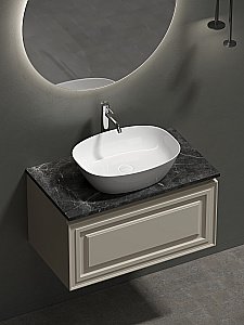 Тумба с раковиной Sancos Very 80 со столешницей, бежевая матовая для ванной в интернет-магазине Sanbest