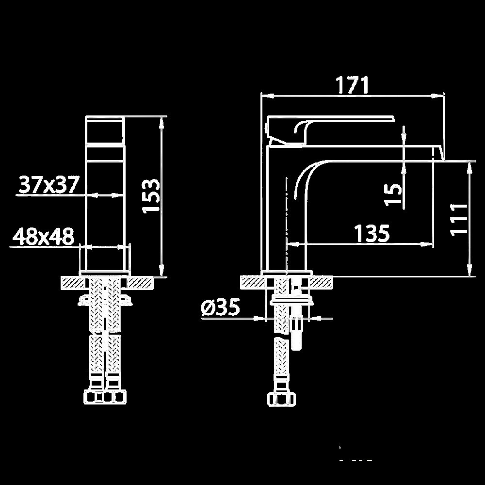 Смеситель для раковины Elghansa Heffen 1652520-Black черный купить в интернет-магазине сантехники Sanbest
