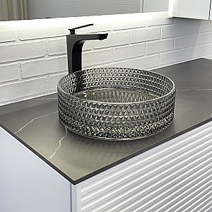 Тумба с раковиной Comforty Геленджик 120 белая матовая/раковина дымчатая для ванной в интернет-магазине Sanbest