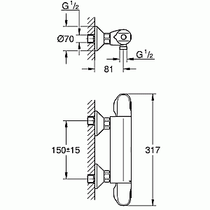 Термостат для душа Grohe Grohtherm 1000 34550000 купить в интернет-магазине сантехники Sanbest