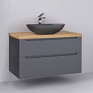 Тумба с раковиной Jorno Wood 100 серая для ванной в интернет-магазине Sanbest