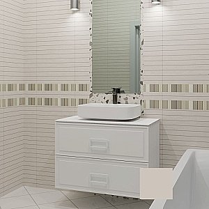 Тумба с раковиной La Fenice Cubo Twin 90 бежевая матовая, столешница белая/ручки белые для ванной в интернет-магазине Sanbest