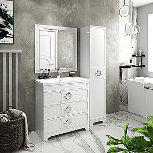 Тумба с раковиной Misty Лейла -100 Пр-Лей01100-013Я белая для ванной в интернет-магазине Sanbest