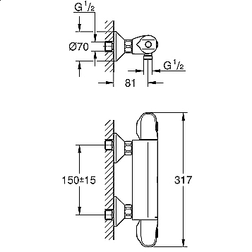 Термостат для душа Grohe Grohtherm 1000 34550000 купить в интернет-магазине сантехники Sanbest