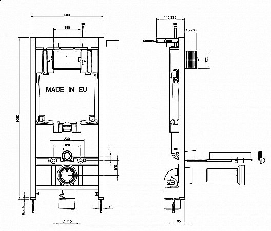 Унитаз подвесной Jacob Delafon STRUKTURA E21741RU-00 безободковый, с крышкой микролифт, с инсталляцией и кнопкой хром купить в интернет-магазине Sanbest