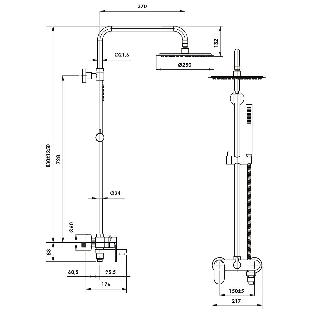 Душевая система WasserKraft Asphe A17301 розовое золото купить в интернет-магазине сантехники Sanbest