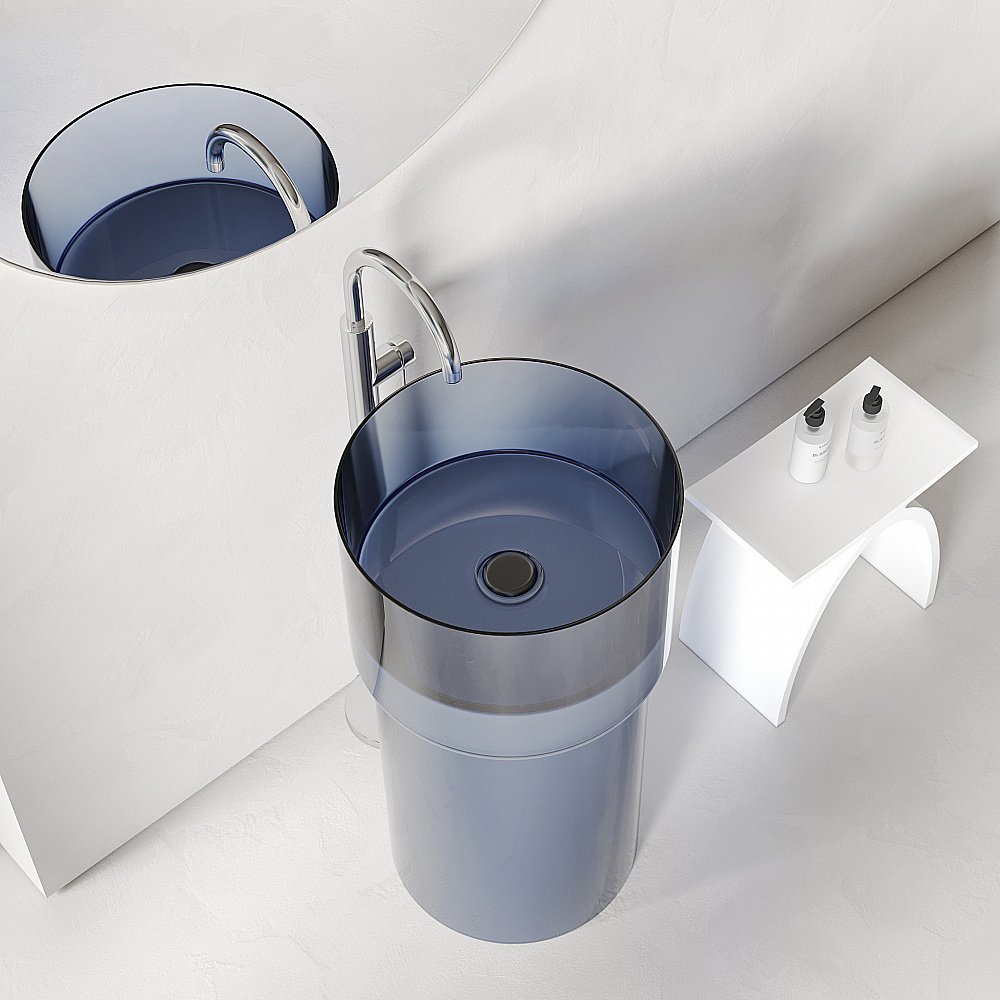 Раковина отдельностоящая прозрачная ABBER Kristall AT2701Saphir синяя купить в интернет-магазине Sanbest