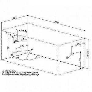 Акриловая ванна Aquanet Taurus 160x75 к/с88 купить в интернет-магазине Sanbest