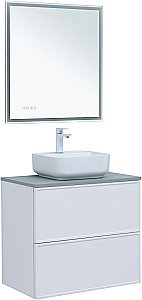 Тумба с раковиной Aquanet Арт 75 белая матовая для ванной в интернет-магазине Sanbest