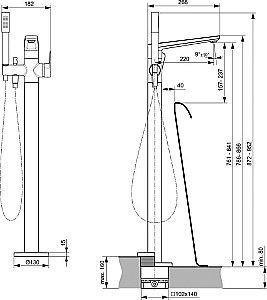 Смеситель для ванны Ideal Standard TONIC II A6347XG купить в интернет-магазине сантехники Sanbest