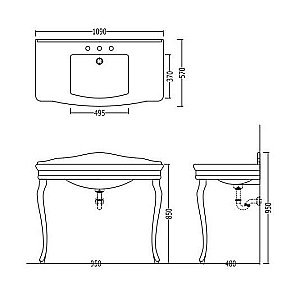 Консоль с раковиной Devon&Devon Colette 109х57 с 1 отверстием для ванной в интернет-магазине сантехники Sanbest