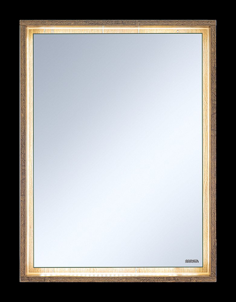Зеркало с LED-подсветкой Misty DALLAS 60x80 Дуб Галифакс/олово в ванную от интернет-магазине сантехники Sanbest