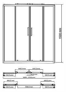 Шторка для ванной WasserKRAFT Lippe 45S02 170x150 купить в интернет-магазине Sanbest