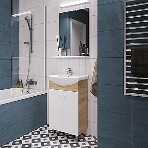 Мебель для ванной Grossman ЭКО 60 106052-2 с зеркалом, белый/светлое дерево для ванной в интернет-магазине Sanbest