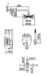 Душевая система Cezares LEAF-DSIP-30-L-ST Сатин купить в интернет-магазине сантехники Sanbest