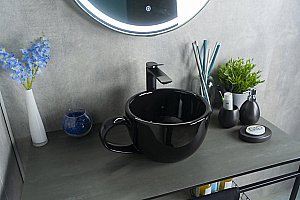 Раковина накладная Gid Creativo 40 Nc9077 52230 черная купить в интернет-магазине Sanbest