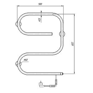 Полотенцесушитель электрический Domoterm Е-образный DMT 105-25 50x65 EK хром купить в интернет-магазине сантехники Sanbest