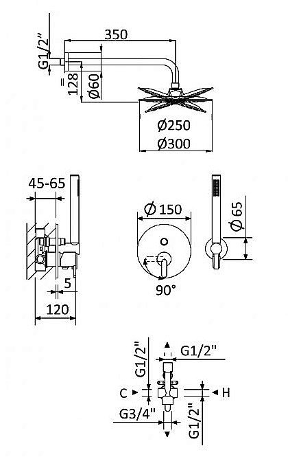 Душевая система Cezares LEAF-DSIP-30-L-ST Сатин купить в интернет-магазине сантехники Sanbest