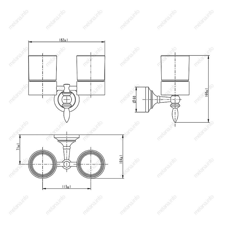 Держатель с 2-мя стаканами Melana MLN-820011 купить в интернет-магазине сантехники Sanbest