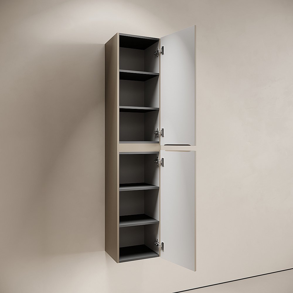 Шкаф-пенал подвесной Sancos Code PCD35GB серо-бежевый для ванной в интернет-магазине сантехники Sanbest