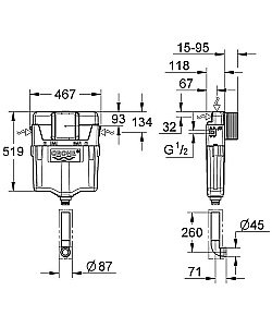 Смывной бачок скрытого монтажа GROHE GD2 38661000 купить в интернет-магазине сантехники Sanbest