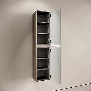 Шкаф-пенал подвесной Sancos Code PCD35GB серо-бежевый для ванной в интернет-магазине сантехники Sanbest